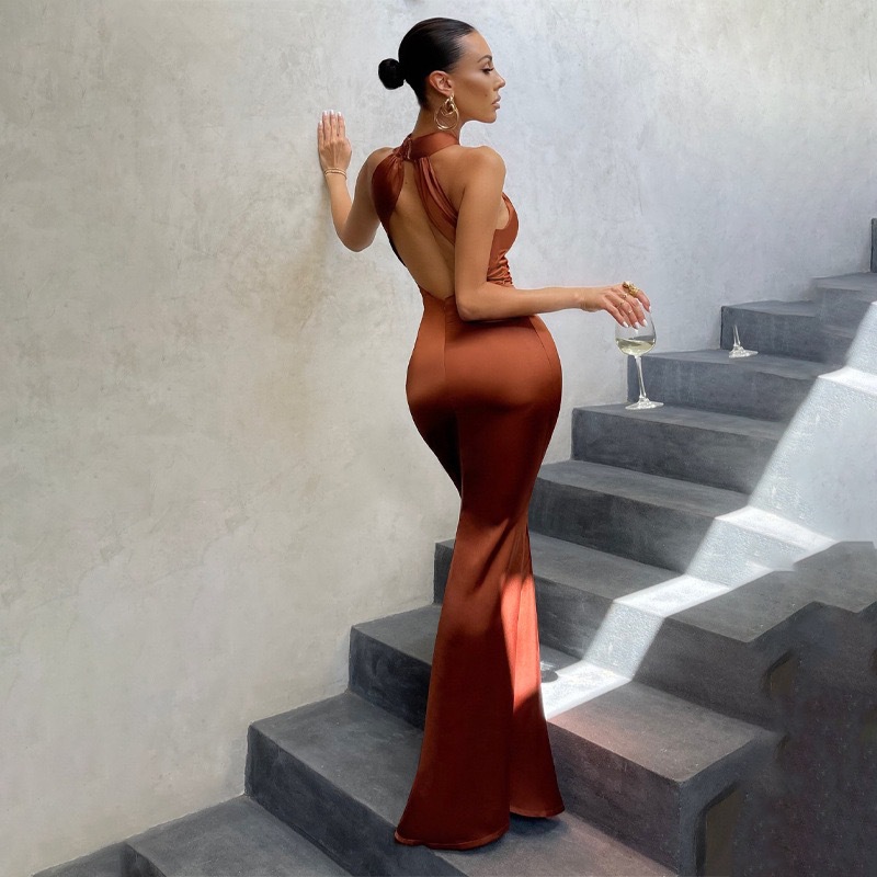 Freshdressy™ Halter Backless Fishtail Maxi Dress