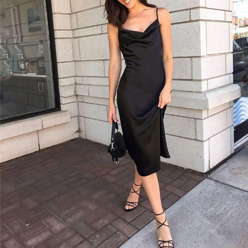 Freshdressy™ Sexy Satin Slip Dress | Spaghetti Strap Slit Midi Dress