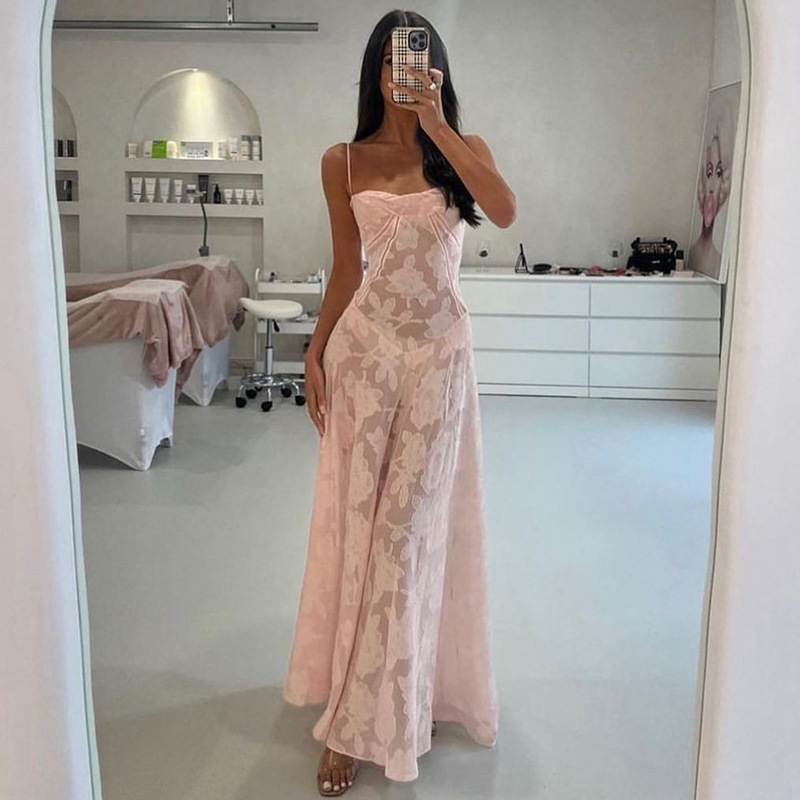 Freshdressy™ Jacquard Backless Maxi Gown