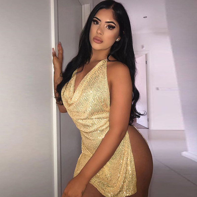 Freshdressy™ Backless Hollow Halter Mini Dress