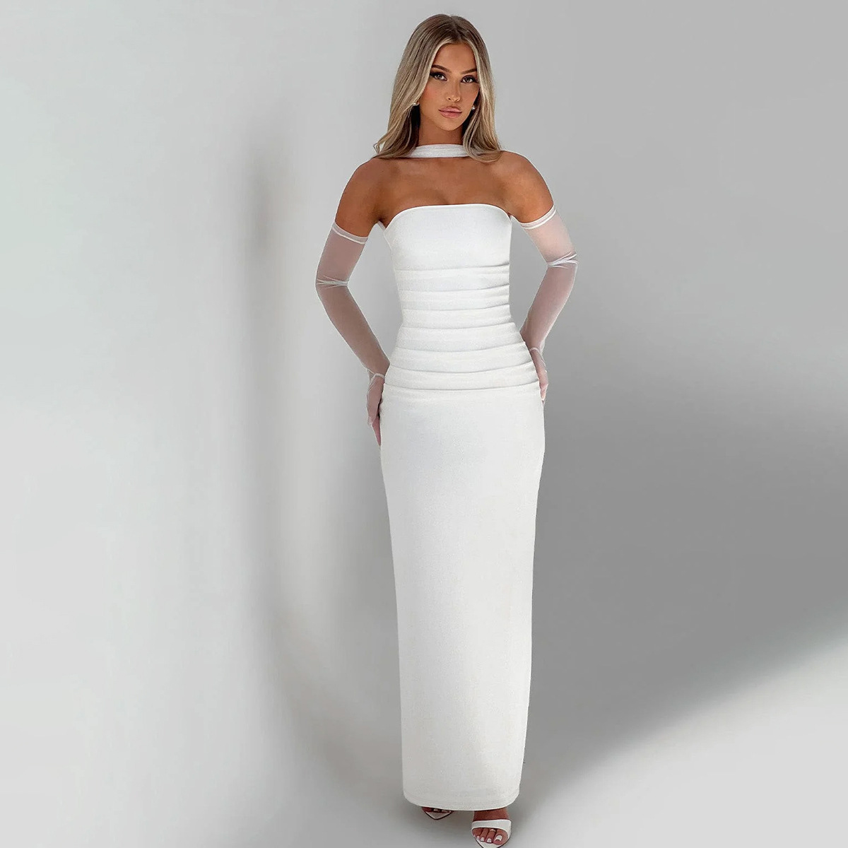 Freshdressy™ Mesh Sleeve Off Shoulder Maxi Dress