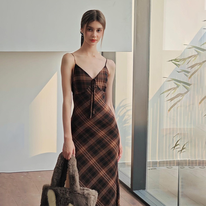 Freshdressy™ Vintage Checked Maxi Dress