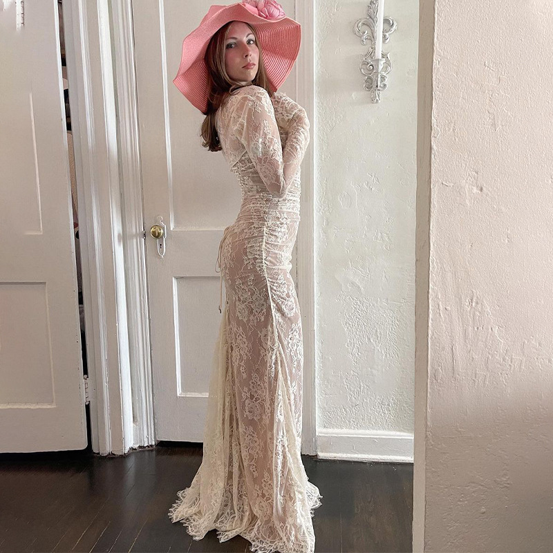 Freshdressy™ Hook Strap Lace Maxi Dress