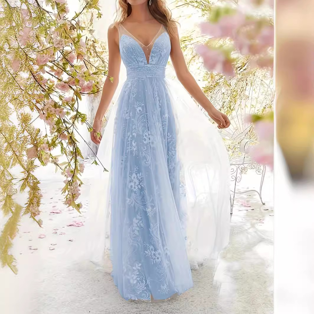 Freshdressy™ Sleeveless Lace Deep V Eck Maxi Dress