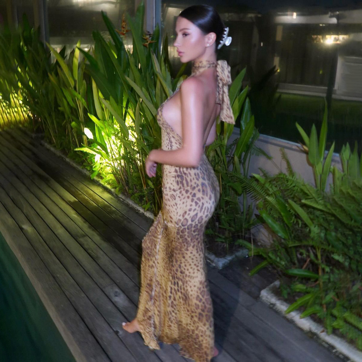 Freshdressy™ Leopard Backless Maxi Gown