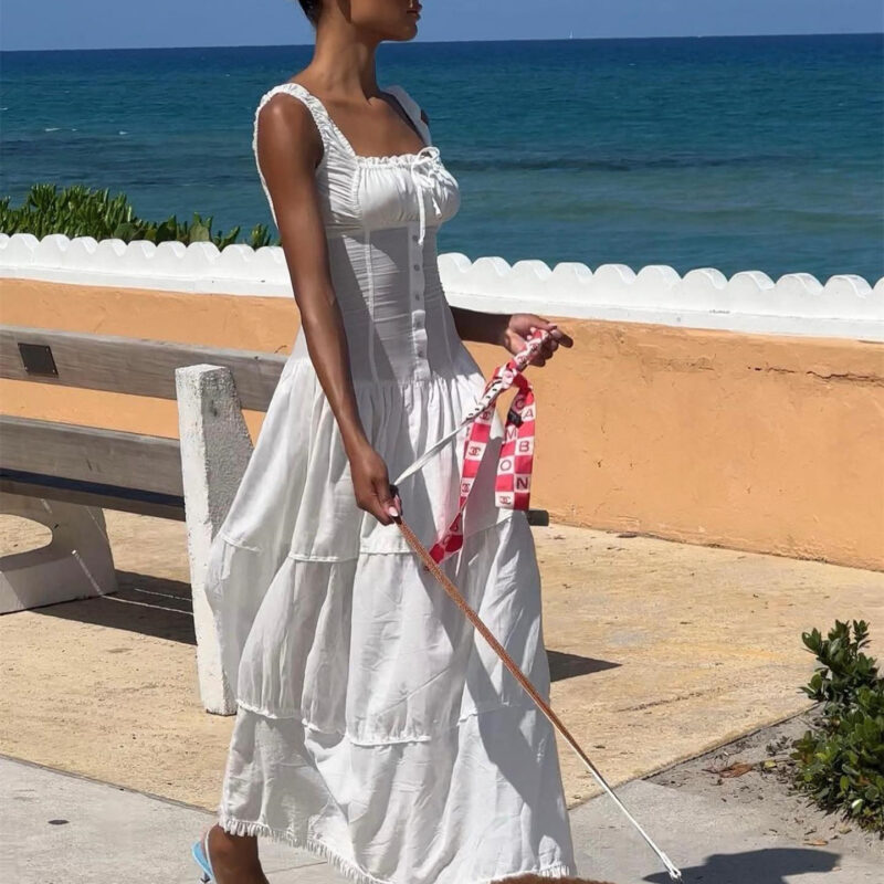 Freshdressy™ Square Collar Cotton Maxi Dress