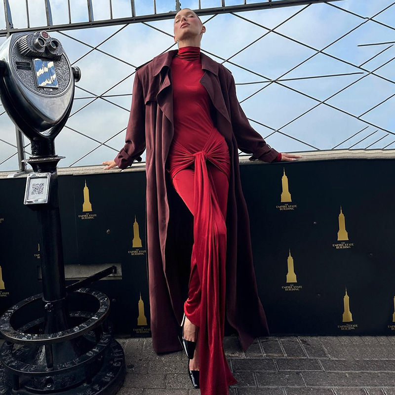 Freshdressy™ Half-High Neck Long Sleeve Maxi Dress